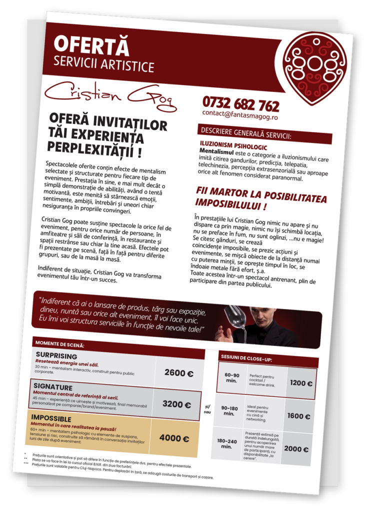 cover-oferta-servicii-divertisment oferta de servicii artistice evenimente corporate 2026 - Cristian Gog